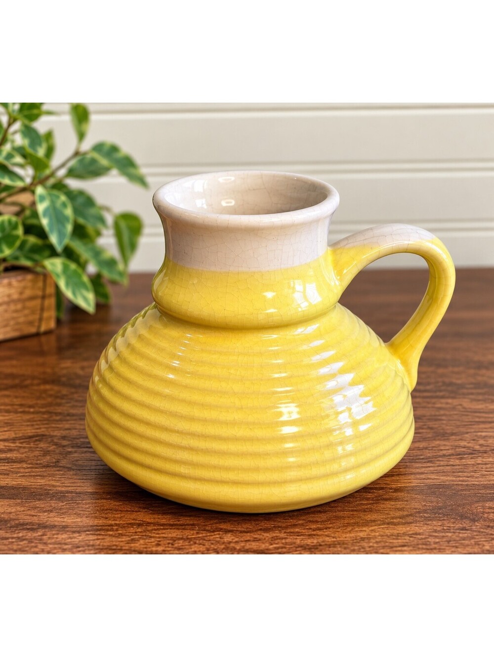 Vintage Yellow Ceramic Pottery Mug